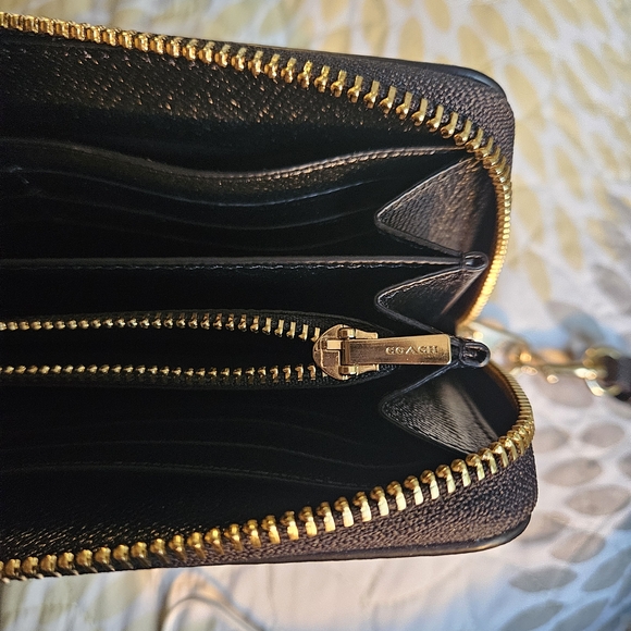 Coach Black Wristlet with Gold Accents - Picture 2 of 7